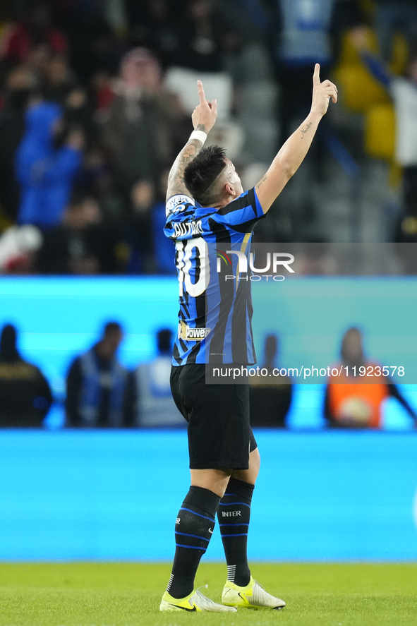 Lautaro Martinez centre-forward of Internazionale and Argentina celebrates after scoring his sides first goal  during the EA SPORTS FC SUPER...