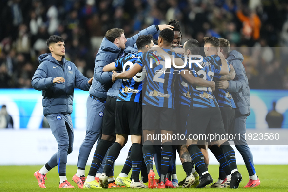 Lautaro Martinez centre-forward of Internazionale and Argentina celebrates after scoring his sides first goal  during the EA SPORTS FC SUPER...