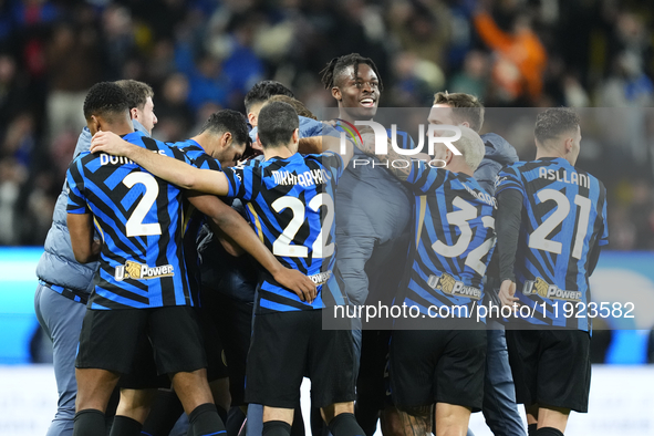 Lautaro Martinez centre-forward of Internazionale and Argentina celebrates after scoring his sides first goal  during the EA SPORTS FC SUPER...