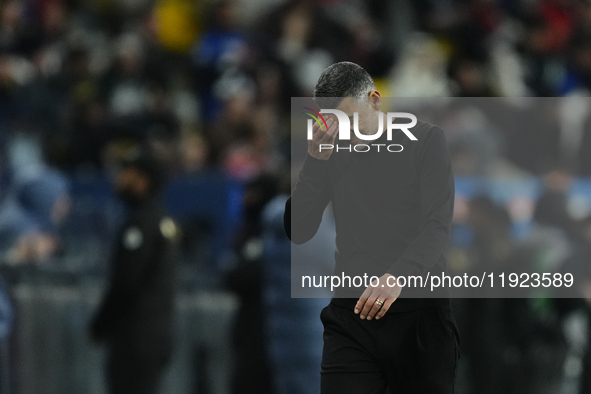 Sergio Conceiçao head coach of AC Milan reacts during the EA SPORTS FC SUPERCUP 24/25 final match between FC Internazionale and AC Milan at...