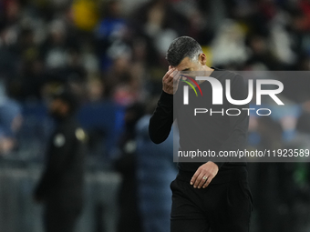 Sergio Conceiçao head coach of AC Milan reacts during the EA SPORTS FC SUPERCUP 24/25 final match between FC Internazionale and AC Milan at...