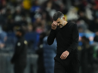 Sergio Conceiçao head coach of AC Milan reacts during the EA SPORTS FC SUPERCUP 24/25 final match between FC Internazionale and AC Milan at...