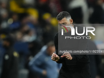 Sergio Conceiçao head coach of AC Milan reacts during the EA SPORTS FC SUPERCUP 24/25 final match between FC Internazionale and AC Milan at...