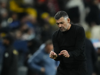 Sergio Conceiçao head coach of AC Milan reacts during the EA SPORTS FC SUPERCUP 24/25 final match between FC Internazionale and AC Milan at...