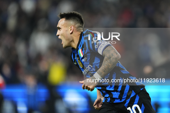 Lautaro Martinez centre-forward of Internazionale and Argentina celebrates after scoring his sides first goal during the EA SPORTS FC SUPERC...