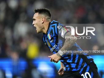 Lautaro Martinez centre-forward of Internazionale and Argentina celebrates after scoring his sides first goal during the EA SPORTS FC SUPERC...