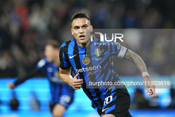 Lautaro Martinez centre-forward of Internazionale and Argentina celebrates after scoring his sides first goal during the EA SPORTS FC SUPERC...