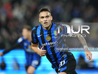 Lautaro Martinez centre-forward of Internazionale and Argentina celebrates after scoring his sides first goal during the EA SPORTS FC SUPERC...