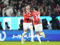 Theo Hernandez left-back of AC Milan and France celebrates after scoring his sides first goal during the EA SPORTS FC SUPERCUP 24/25 final m...