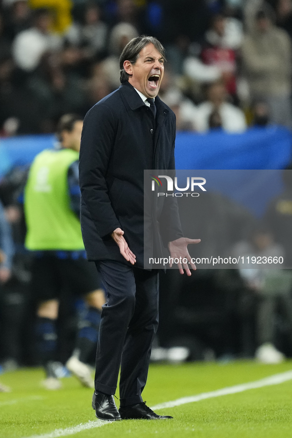 Simone Inzaghi head coach of Internazionale reacts during the EA SPORTS FC SUPERCUP 24/25 final match between FC Internazionale and AC Milan...