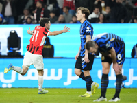 Christian Pulisic right winger of AC Milan and United States celebrates after scoring his sides first goal during the EA SPORTS FC SUPERCUP...