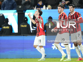 Christian Pulisic right winger of AC Milan and United States celebrates after scoring his sides first goal during the EA SPORTS FC SUPERCUP...