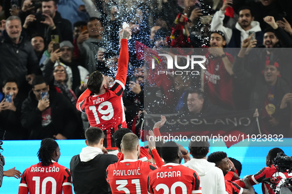 Milan players celebrates the victory after winning the EA SPORTS FC SUPERCUP 24/25 final match between FC Internazionale and AC Milan at Kin...