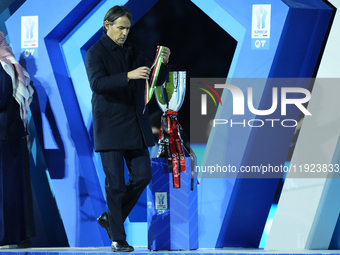 Simone Inzaghi head coach of Internazionale with the medal of runnerup after losing the EA SPORTS FC SUPERCUP 24/25 final match between FC I...