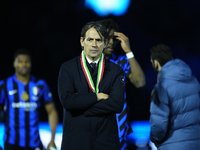 Simone Inzaghi head coach of Internazionale with the medal of runnerup after losing the EA SPORTS FC SUPERCUP 24/25 final match between FC I...