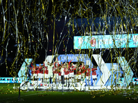 Davide Calabria right-back of AC Milan and Italy lifts the trophy after winning with his team the EA SPORTS FC SUPERCUP 24/25 final match be...