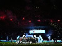 Davide Calabria right-back of AC Milan and Italy lifts the trophy after winning with his team the EA SPORTS FC SUPERCUP 24/25 final match be...