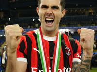 Christian Pulisic right winger of AC Milan and United States celebrates the victory after winning the EA SPORTS FC SUPERCUP 24/25 final matc...