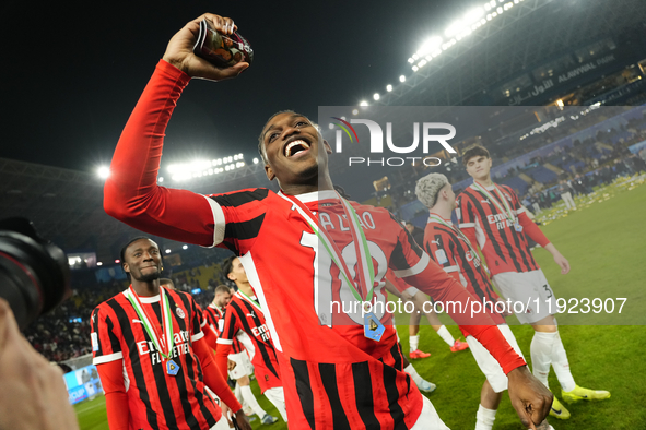 Rafael Leao left winger of AC Milan and Portugal celebrates the victory after winning the EA SPORTS FC SUPERCUP 24/25 final match between FC...