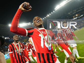 Rafael Leao left winger of AC Milan and Portugal celebrates the victory after winning the EA SPORTS FC SUPERCUP 24/25 final match between FC...