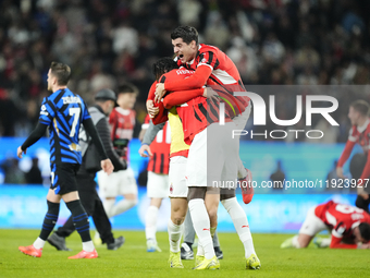 Alvaro Morata centre-forward of AC Milan and Spain celebrates the victory after winning during the EA SPORTS FC SUPERCUP 24/25 final match b...