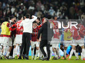 Milan players celebrate the victory after winning the EA SPORTS FC SUPERCUP 24/25 final match between FC Internazionale and AC Milan at King...