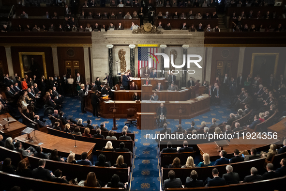 Vice President Kamala Harris presides over a joint session of Congress certifying the results of the 2024 presidential election in Washingto...