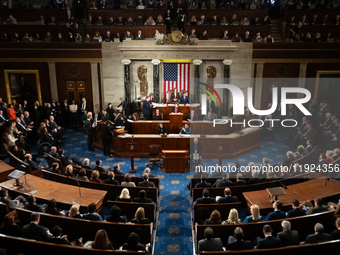 Vice President Kamala Harris presides over a joint session of Congress certifying the results of the 2024 presidential election in Washingto...