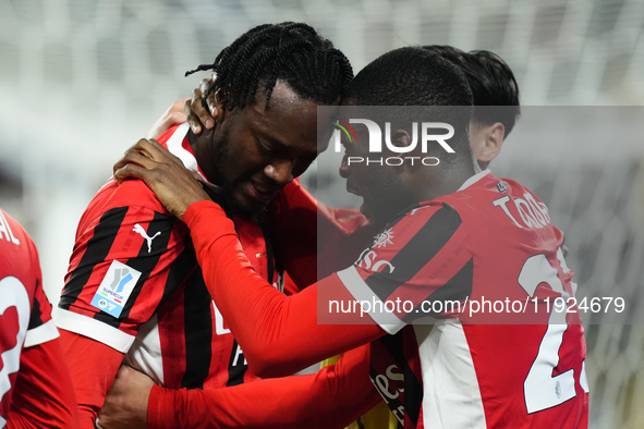 Tammy Abraham centre-forward of AC Milan and England celebrates after scoring his sides first goal during the EA SPORTS FC SUPERCUP 24/25 fi...