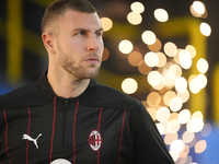 Strahinja Pavlovic centre-back of AC Milan and Serbia during the warm-up before the EA SPORTS FC SUPERCUP 24/25 final match between FC Inter...