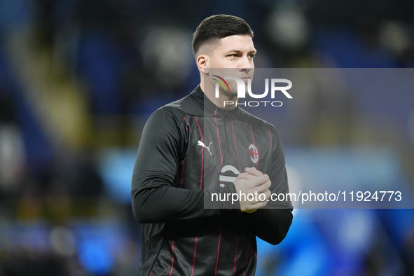 Luka Jovic centre-forward of AC Milan and Serbia during the warm-up before the EA SPORTS FC SUPERCUP 24/25 final match between FC Internazio...