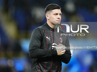 Luka Jovic centre-forward of AC Milan and Serbia during the warm-up before the EA SPORTS FC SUPERCUP 24/25 final match between FC Internazio...