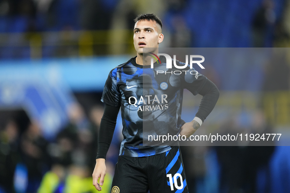 Lautaro Martinez centre-forward of Internazionale and Argentina during the warm-up before  the EA SPORTS FC SUPERCUP 24/25 final match betwe...