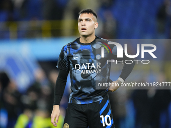 Lautaro Martinez centre-forward of Internazionale and Argentina during the warm-up before  the EA SPORTS FC SUPERCUP 24/25 final match betwe...