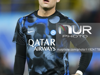 Lautaro Martinez centre-forward of Internazionale and Argentina during the warm-up before  the EA SPORTS FC SUPERCUP 24/25 final match betwe...