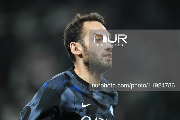 Hakan Çalhanoglu defensive midfield of Internazionale and Turkiye during the warm-up before the EA SPORTS FC SUPERCUP 24/25 final match betw...