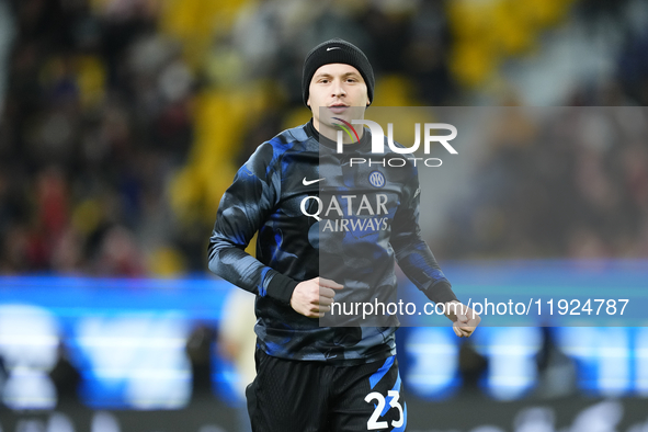 Nicolo Barella central midfield of Internazionale and Italy during the warm-up before the EA SPORTS FC SUPERCUP 24/25 final match between FC...