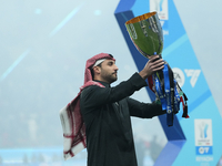 The trophy prior the EA SPORTS FC SUPERCUP 24/25 final match between FC Internazionale and AC Milan at Kingdom Arena on January 6, 2025 in R...