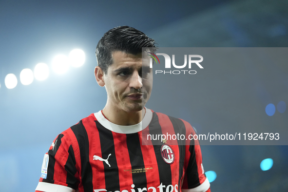 Alvaro Morata centre-forward of AC Milan and Spain during the EA SPORTS FC SUPERCUP 24/25 final match between FC Internazionale and AC Milan...