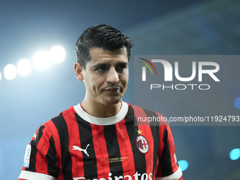 Alvaro Morata centre-forward of AC Milan and Spain during the EA SPORTS FC SUPERCUP 24/25 final match between FC Internazionale and AC Milan...