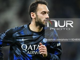 Hakan Çalhanoglu defensive midfield of Internazionale and Turkiye during the warm-up before the EA SPORTS FC SUPERCUP 24/25 final match betw...