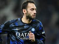 Hakan Çalhanoglu defensive midfield of Internazionale and Turkiye during the warm-up before the EA SPORTS FC SUPERCUP 24/25 final match betw...