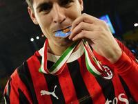 Alvaro Morata centre-forward of AC Milan and Spain celebrates after winning the EA SPORTS FC SUPERCUP 24/25 final match between FC Internazi...