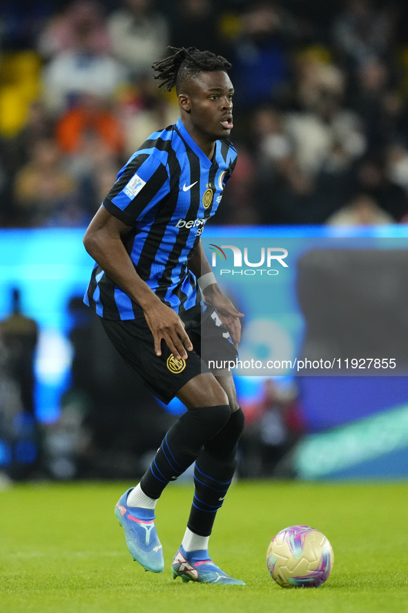 Yann Bisseck centre-back of Internazionale and Germany during the EA SPORTS FC SUPERCUP 24/25 final match between FC Internazionale and AC M...