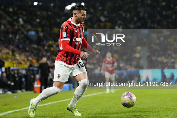 Theo Hernandez left-back of AC Milan and France during the EA SPORTS FC SUPERCUP 24/25 final match between FC Internazionale and AC Milan at...