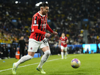 Theo Hernandez left-back of AC Milan and France during the EA SPORTS FC SUPERCUP 24/25 final match between FC Internazionale and AC Milan at...