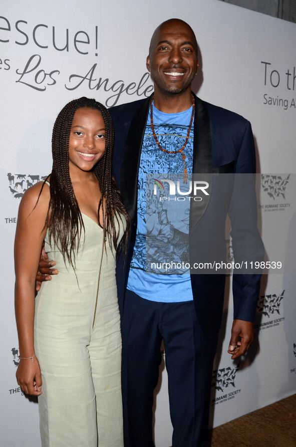 John Salley, daughter at The Humane Society Of The United States LA Gala, Paramount Studios, Los Angeles, 7 May, 2016