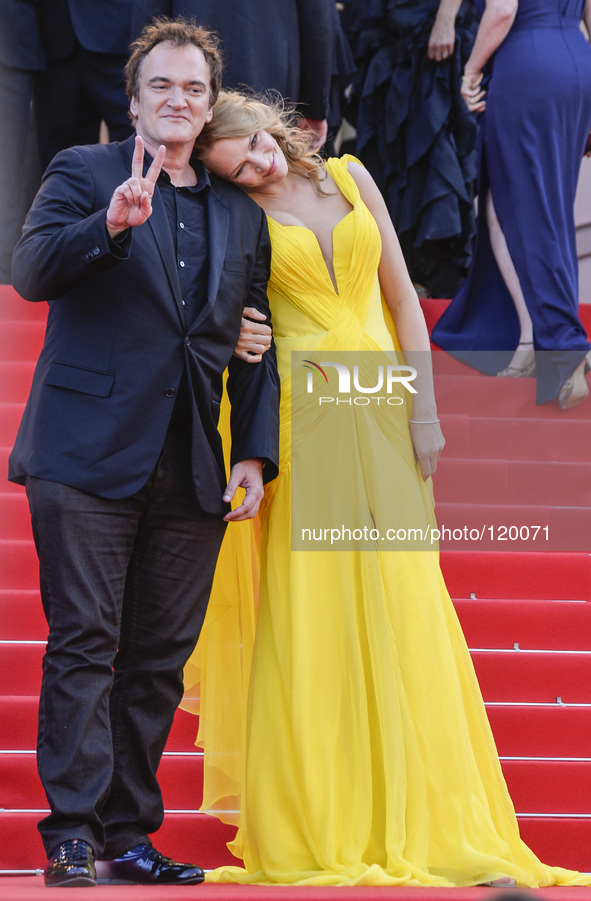 Uma Thurman and Quentin Tarantino attends the "Sils Maria" Premiere at the 67th Annual Cannes Film Festival. 

'Clouds Of Sils Maria' Pre...
