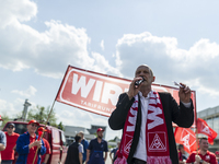 Union IG Metall Berlin leader, Klaus Abel, speaks to employees during a rally in support of the demands made by German union IG Metall in th...