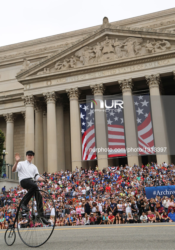 A man performs during the Independence Day parade in Washington D.C., capital of the United States, July 4, 2016. The United States celebrat...